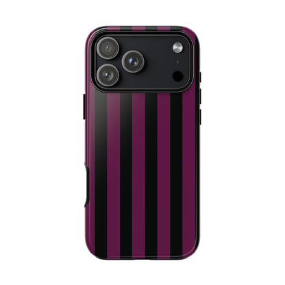 Trendy Plum & Black Stripe Pattern Phone Case - Purple Phone Case - iPhone 18 Pro Max / Glossy
