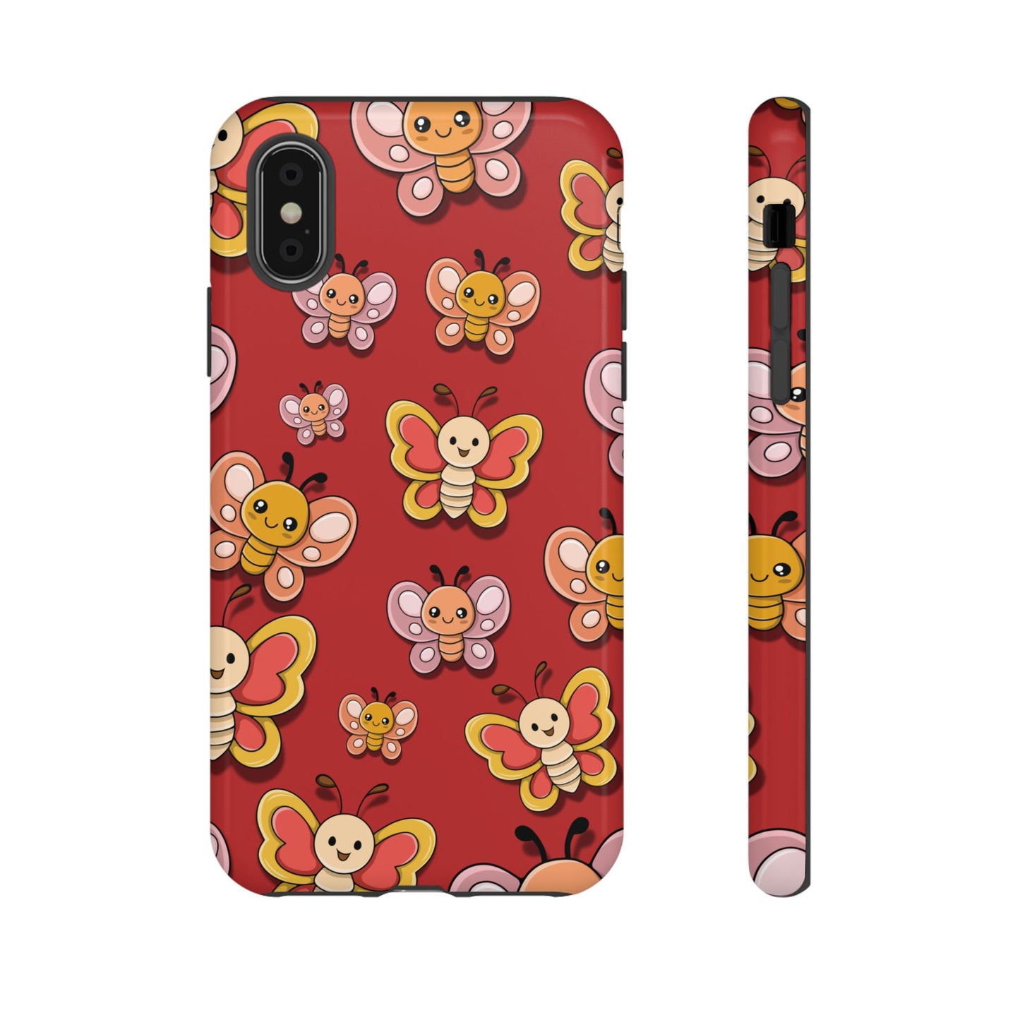 iPhone XS / Glossy Phone Case - Red Butterfly Sticker Design Phone Case