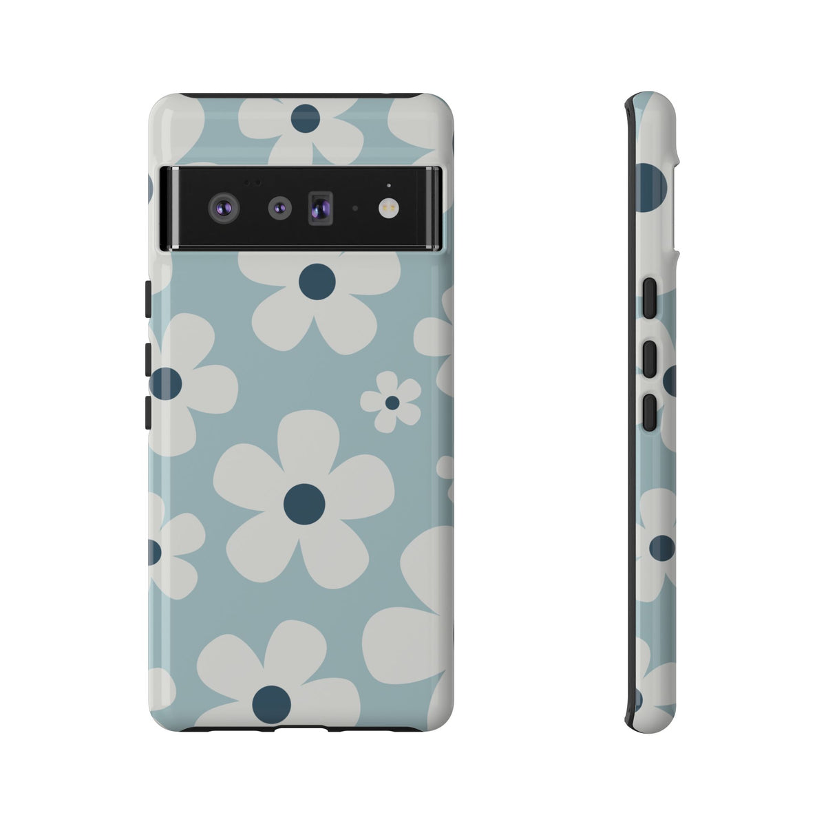 Cute Light Blue Daisy Pattern Phone Case - Blue Phone Case - Google Pixel 6 Pro / Glossy
