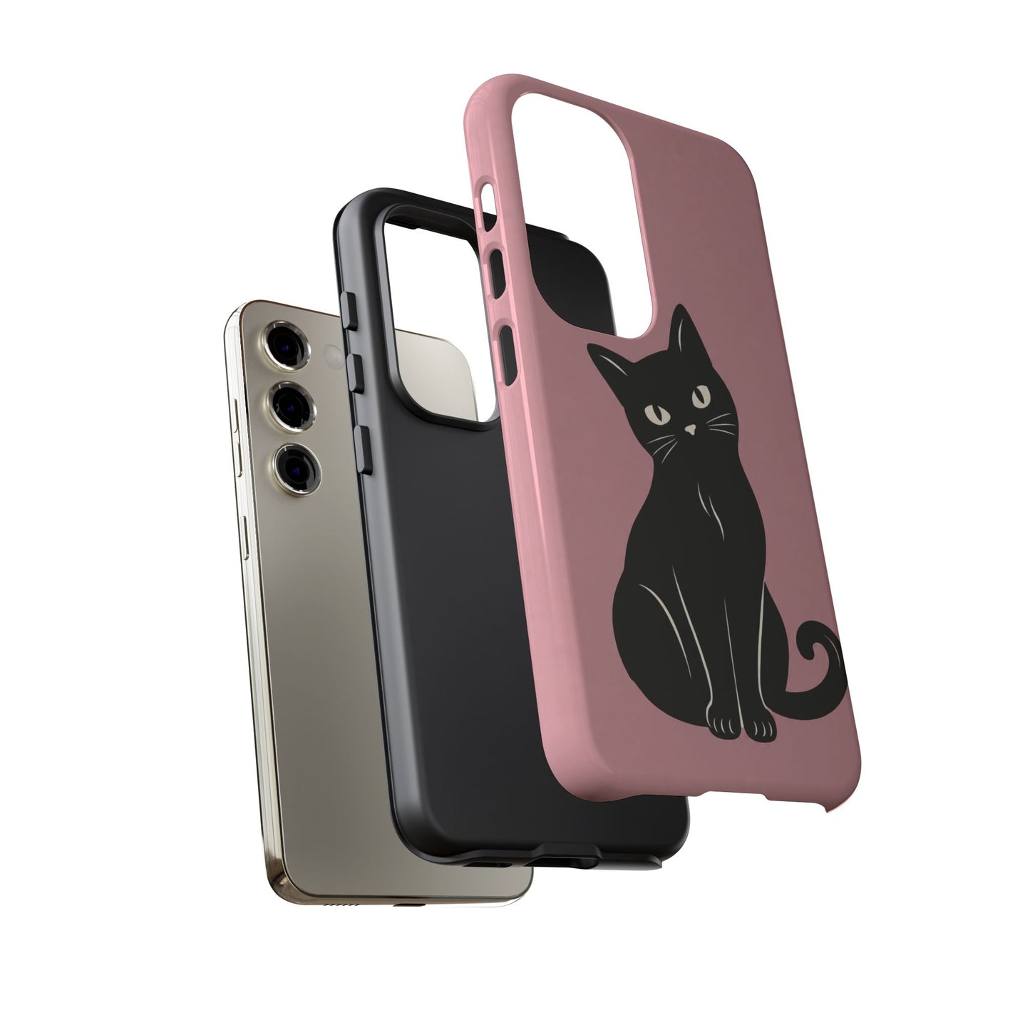 Minimalist Blush Pink & Black Cat Phone Case