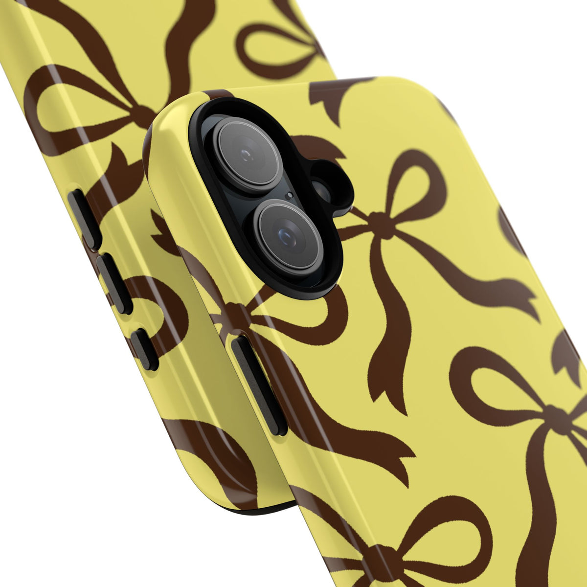 Bold Butter Yellow and Chocolate Brown Bow Pattern Phone Case - Yellow Phone Case