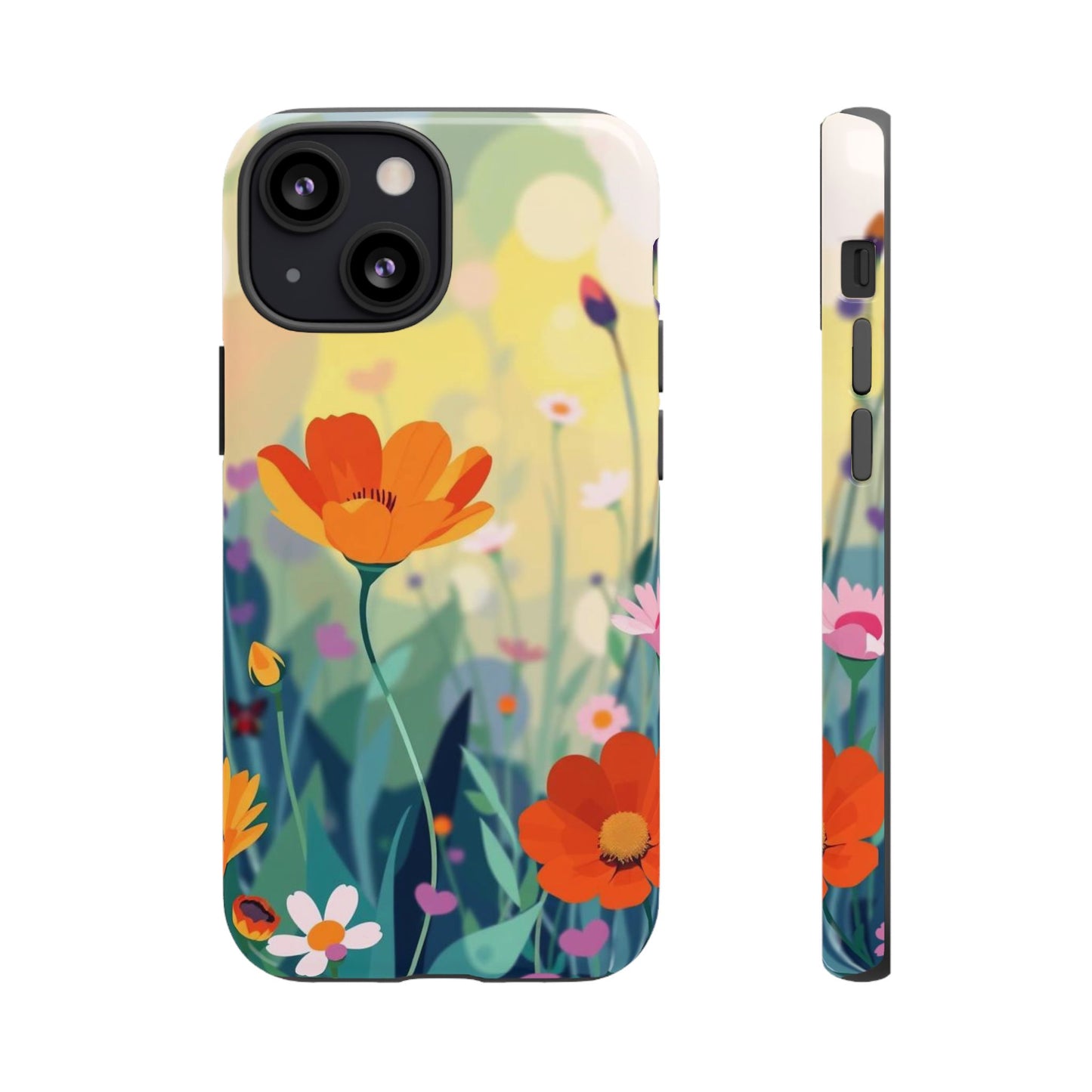 iPhone 13 Mini / Glossy Phone Case - Pop Art Style Wildflower Design Phone Case