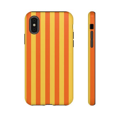 iPhone X / Glossy Phone Case - Trendy Orange & Yellow Stripe Pattern Phone Case