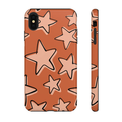 Burnt Orange Doodle Star Phone Case