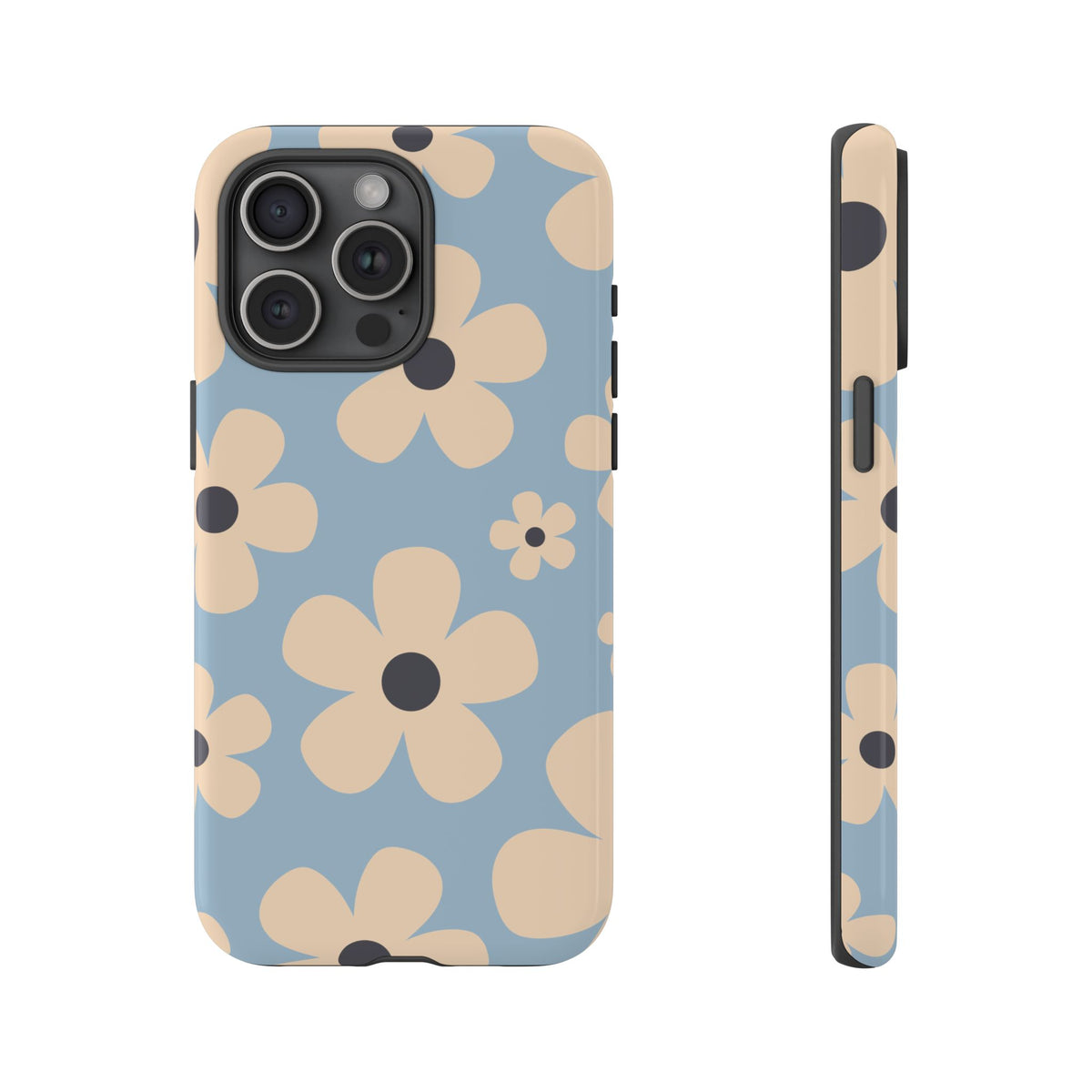 Cute Light Blue & Cream Daisy Pattern Phone Case - Blue Phone Case - iPhone 15 Pro Max / Glossy