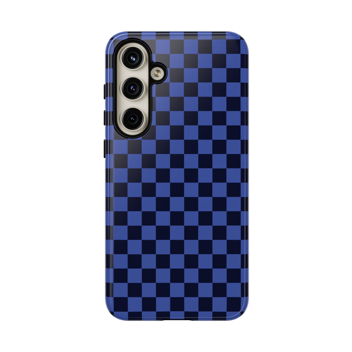 Bold Blue Small Checked Pattern Phone Case - Blue Phone Case - Samsung Galaxy S24 Plus / Glossy