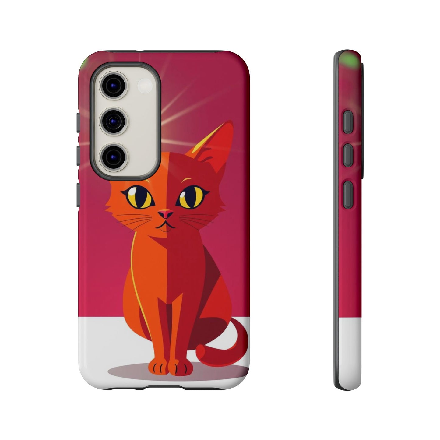 Samsung Galaxy S23 / Glossy Phone Case - Flashing Cat Design Phone Case