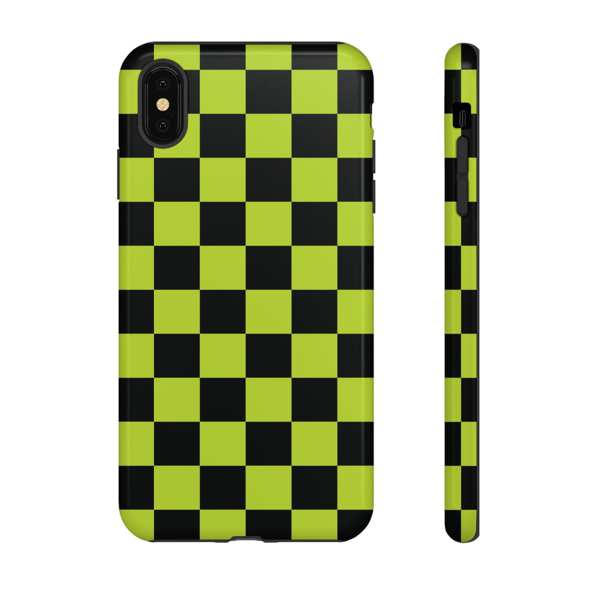 Trendy Neon Lime Green & Black Checked Pattern Phone Case - Green Phone Case - iPhone XS MAX / Glossy