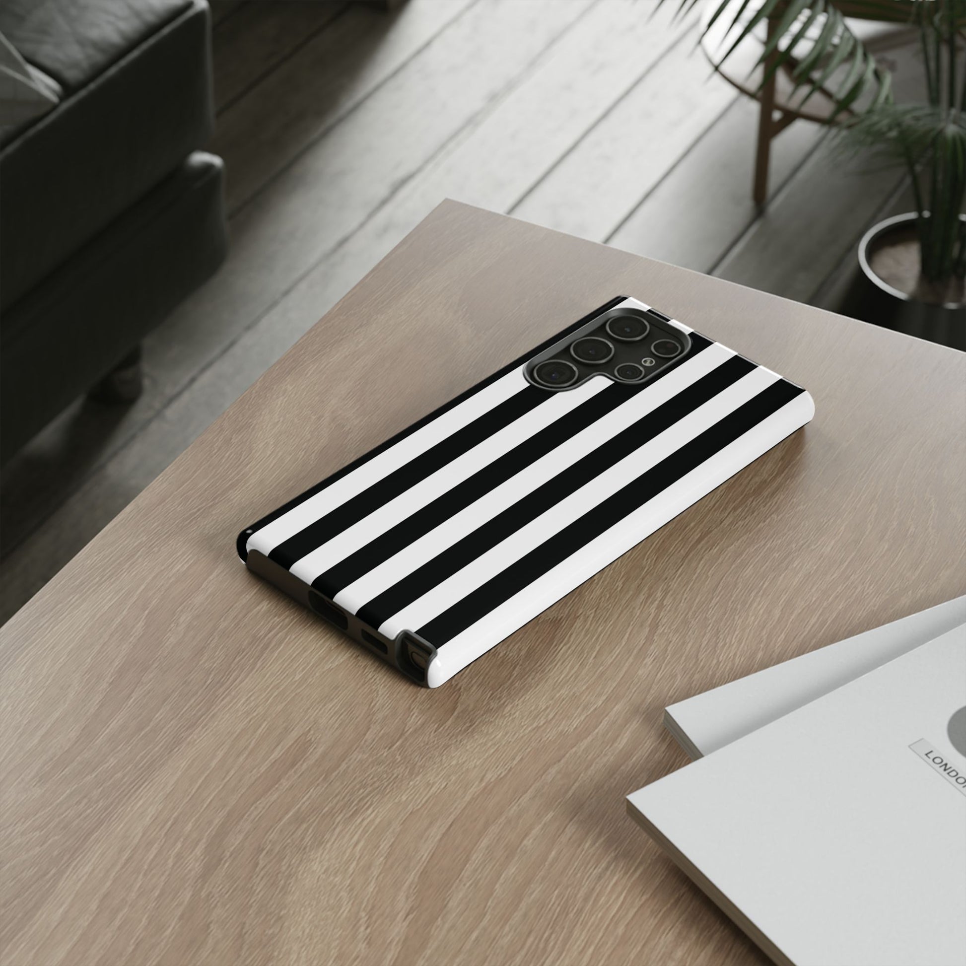 Phone Case - Simple Black & White Stripe Pattern Phone Case