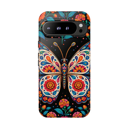 Vibrant Orange and Turquoise Calavera Butterfly Phone Case - Multicolor Phone Case - Google Pixel 9 Pro XL / Glossy