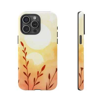 iPhone 15 Pro Max / Glossy Phone Case - Watercolour Wildflower & Sun Design Phone Case