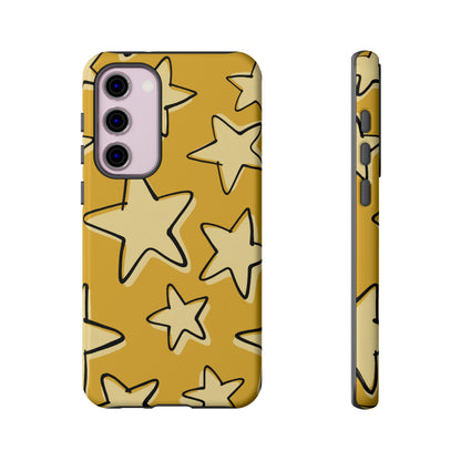 Golden Yellow Doodle Star Phone Case