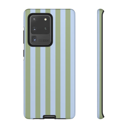 Samsung Galaxy S20 Ultra / Glossy Phone Case - Trendy Ice Blue & Green Stripe Pattern Phone Case