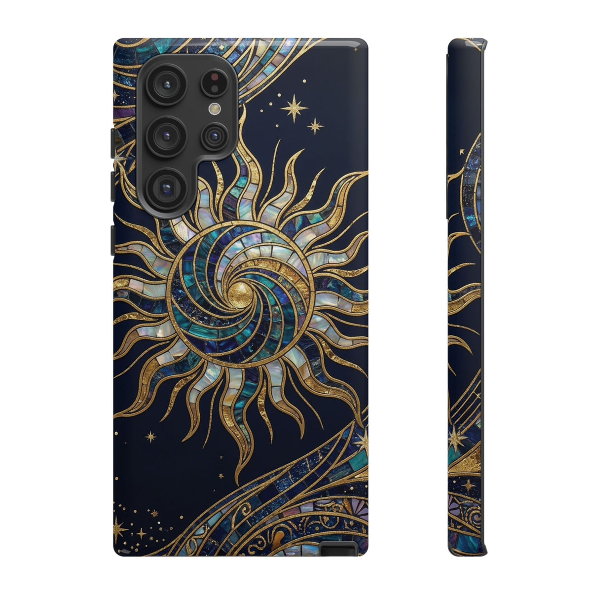 Elegant Navy & Gold Solar Spiral Phone Case