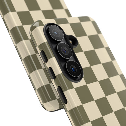Green Checked Pattern Phone Case - Green Phone Case