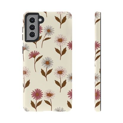 Pretty Cream & Rose Daisy Pattern Phone Case