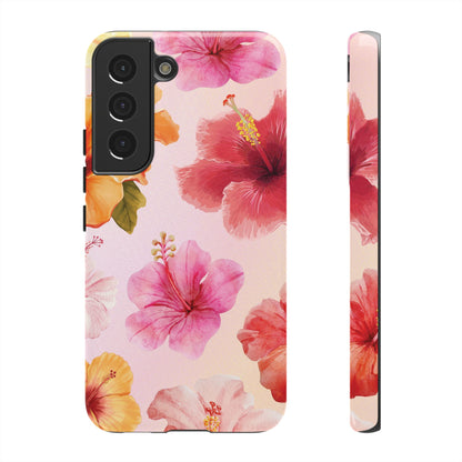 Samsung Galaxy S22 / Glossy Phone Case - ’Pink Hibiscus Pattern #2’ Phone Case