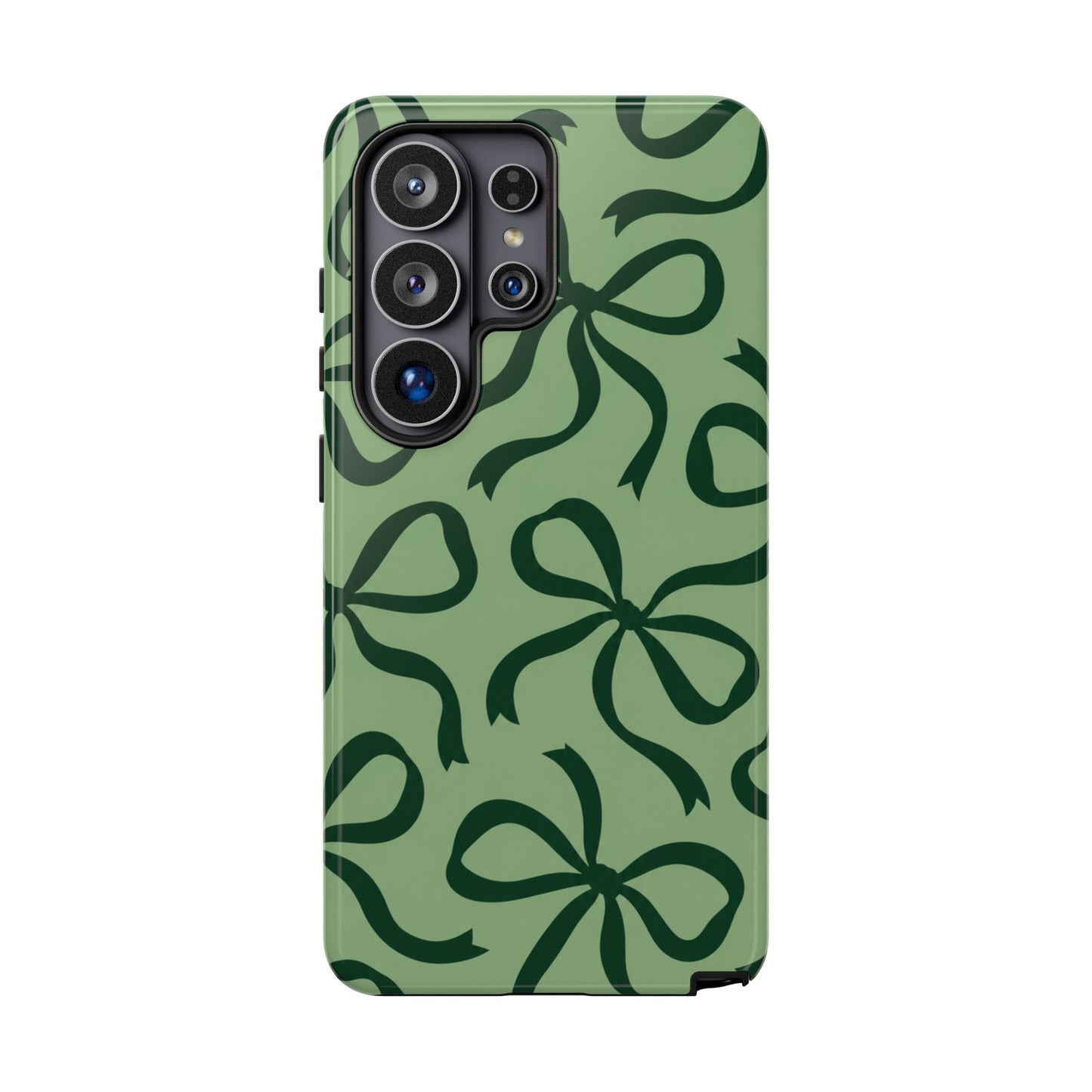 Bold Sage Green and Forest Green Bow Pattern Phone Case