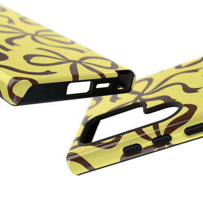 Bold Butter Yellow and Chocolate Brown Bow Pattern Phone Case