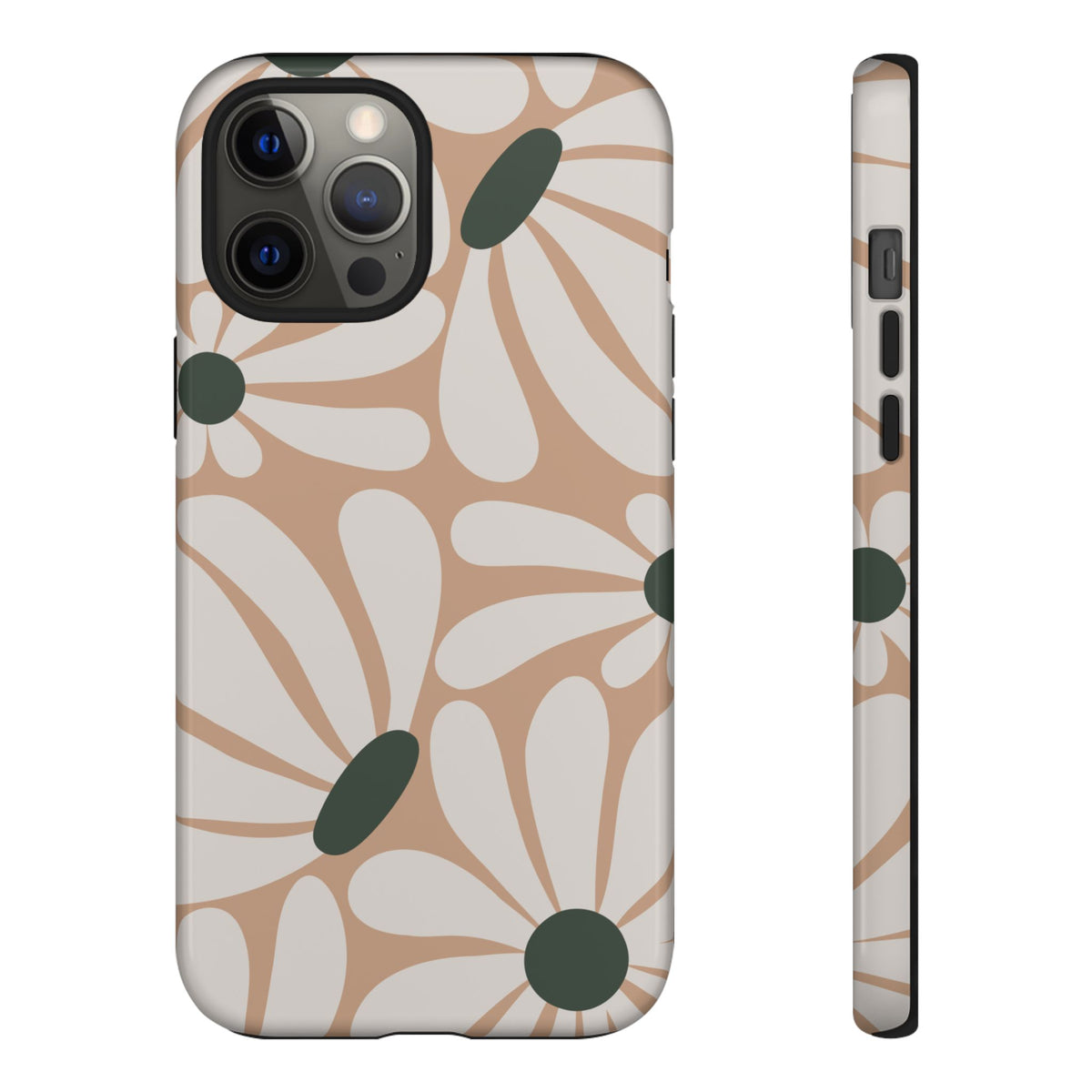 Retro Beige & White Daisy Pattern Phone Case - Beige Phone Case - iPhone 12 Pro Max / Glossy