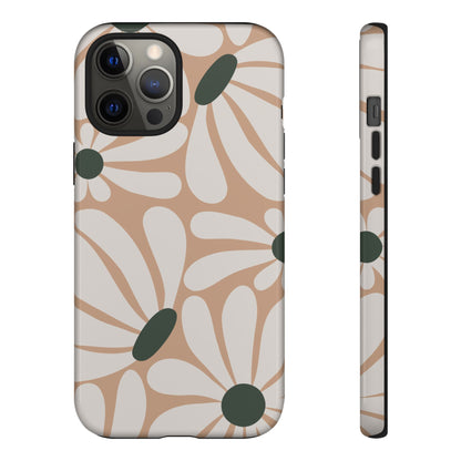 Retro Beige & White Daisy Pattern Phone Case - Beige Phone Case - iPhone 12 Pro Max / Glossy