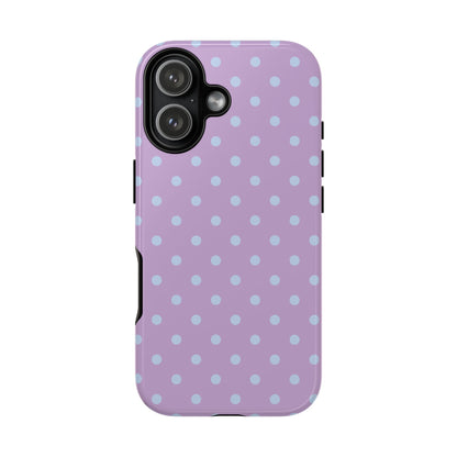 iPhone 17 / Glossy Phone Case - Trendy Lilac & Ice Blue Dot Pattern Phone Case