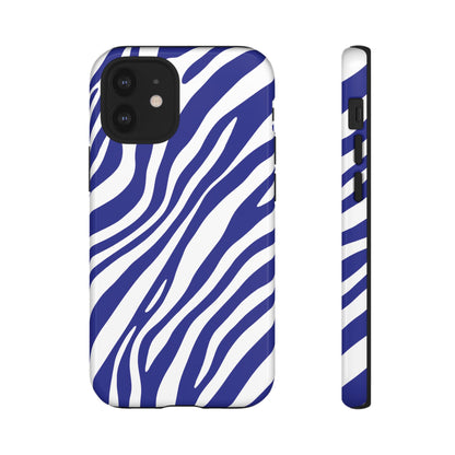 Modern Electric Blue Zebra Print Phone Case