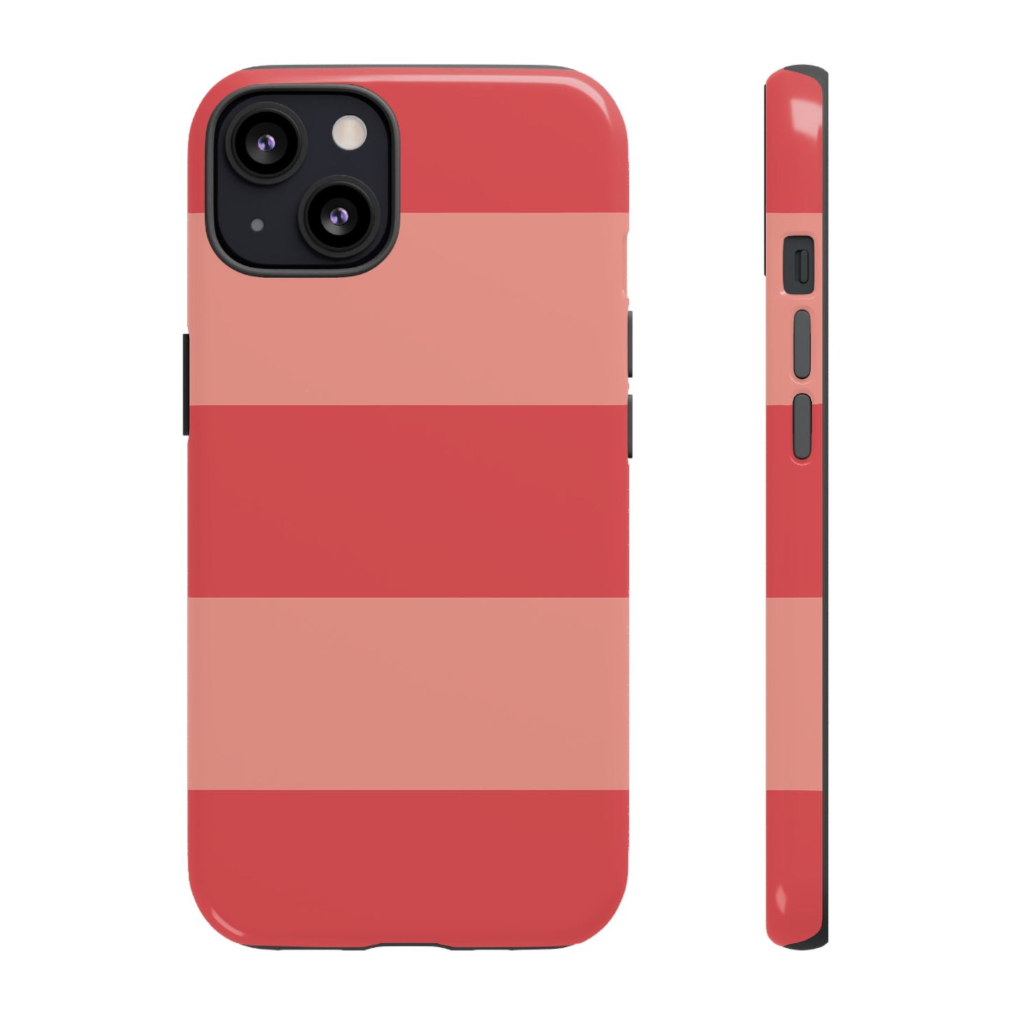 iPhone 13 / Glossy Phone Case - Pink Horizontal Stripe Pattern Phone Case