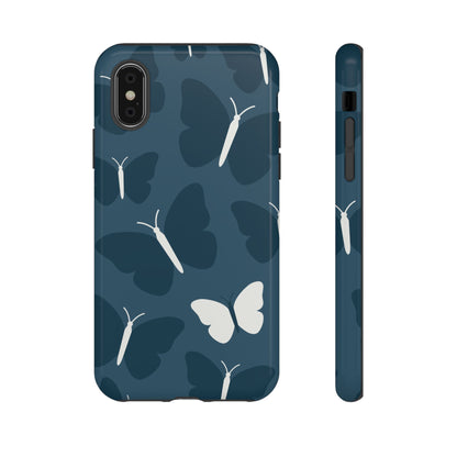 Minimalist Dark Blue Butterfly Pattern Phone Case - Blue Phone Case - iPhone XS / Glossy