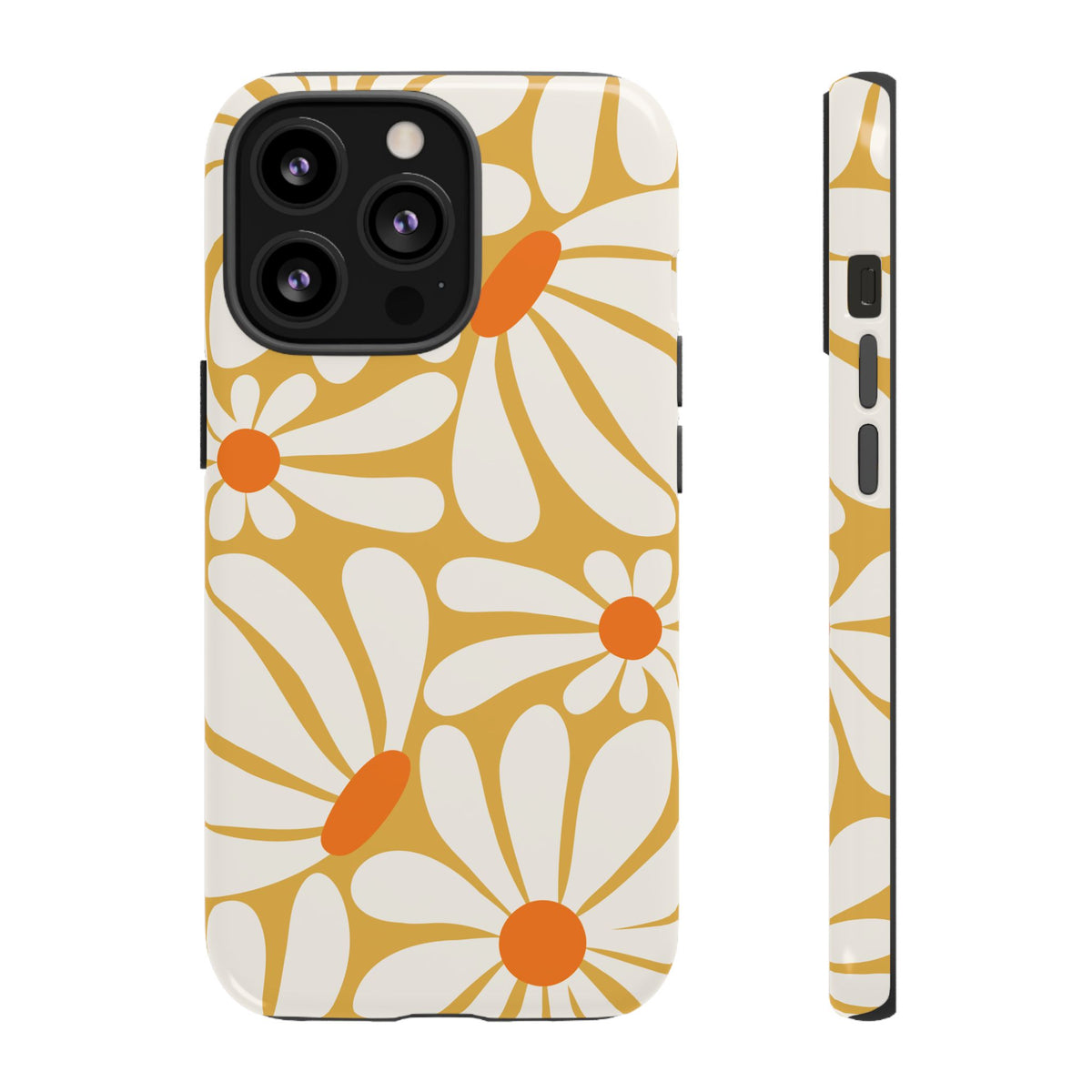 Retro Yellow Daisy Pattern Phone Case - Yellow Phone Case - iPhone 13 Pro / Glossy