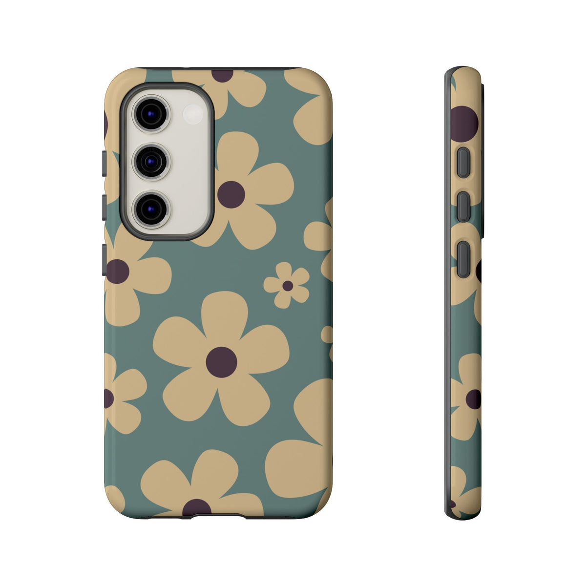 Cute Blue & Cream Daisy Pattern Phone Case - Blue Phone Case - Samsung Galaxy S23 / Glossy