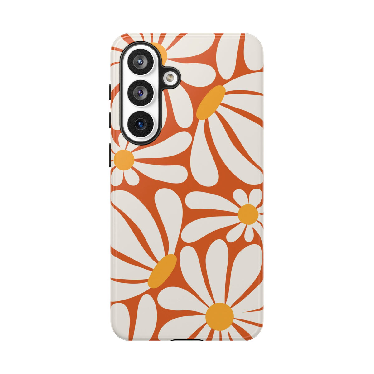 Retro Orange Daisy Pattern Phone Case - Orange Phone Case - Samsung Galaxy S26 Plus / Glossy