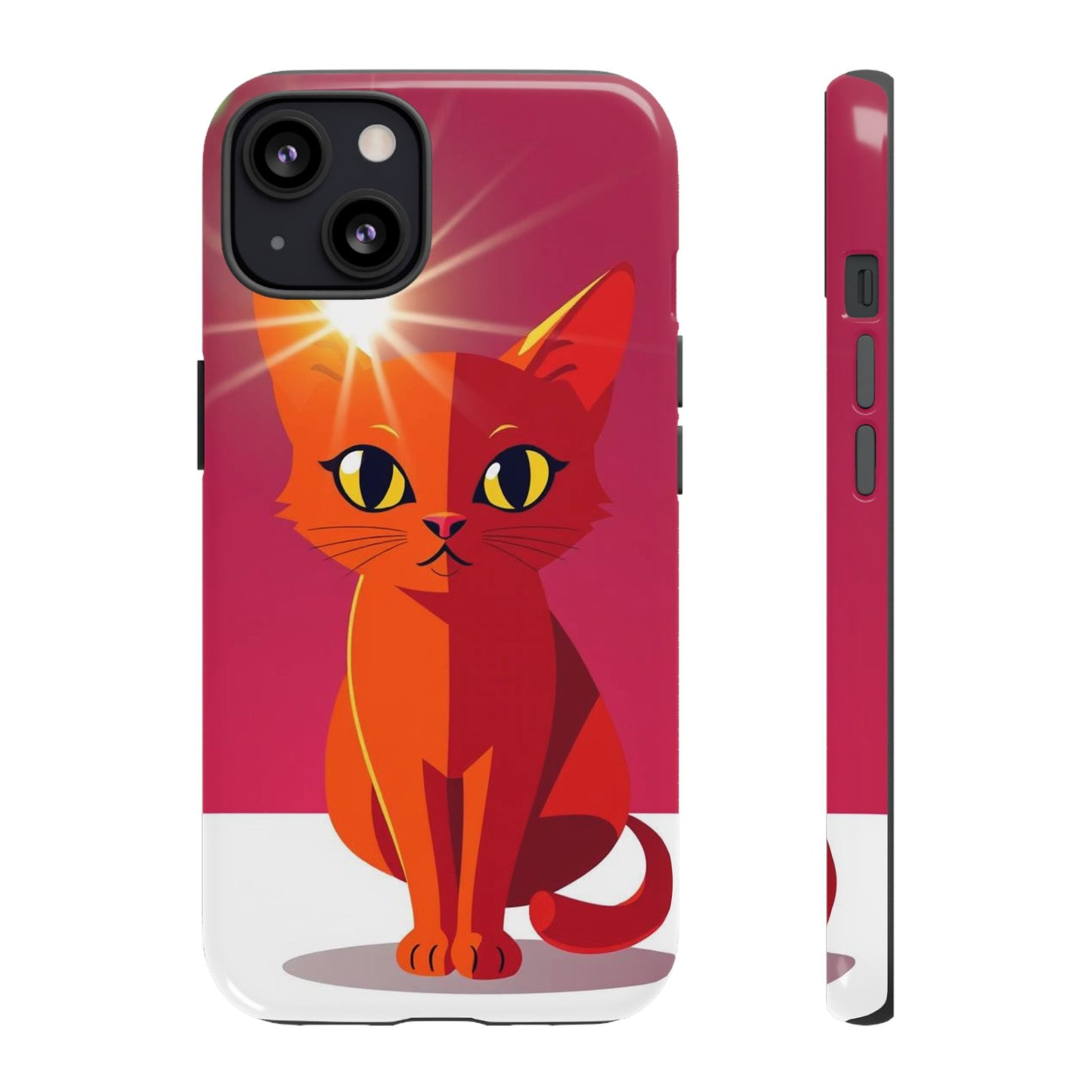 iPhone 13 / Glossy Phone Case - Flashing Cat Design Phone Case