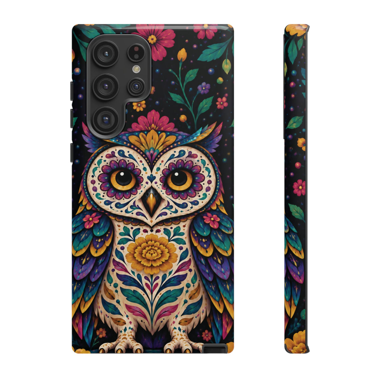 Vibrant Purple and Teal Calavera Owl Phone Case - Multicolor Phone Case - Samsung Galaxy S22 Ultra / Glossy