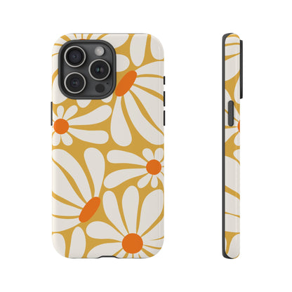 Retro Yellow Daisy Pattern Phone Case - Yellow Phone Case - iPhone 15 Pro Max / Glossy