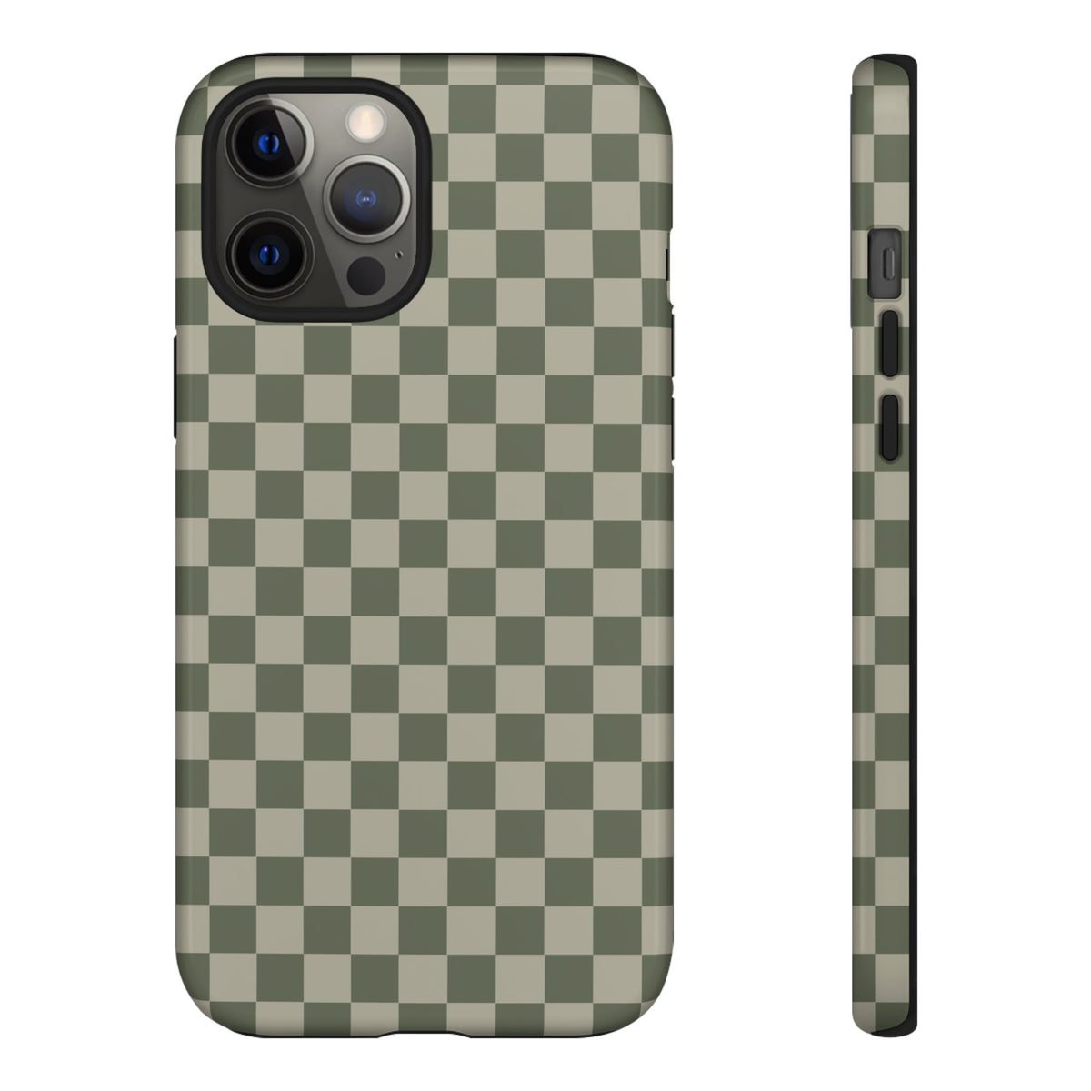 Bold Olive Green Checked Pattern Phone Case - Green Phone Case - iPhone 12 Pro Max / Glossy