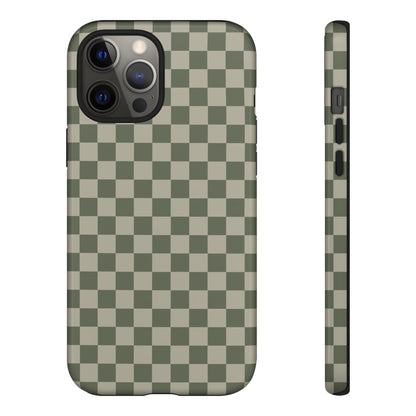 Bold Olive Green Checked Pattern Phone Case - Green Phone Case - iPhone 12 Pro Max / Glossy