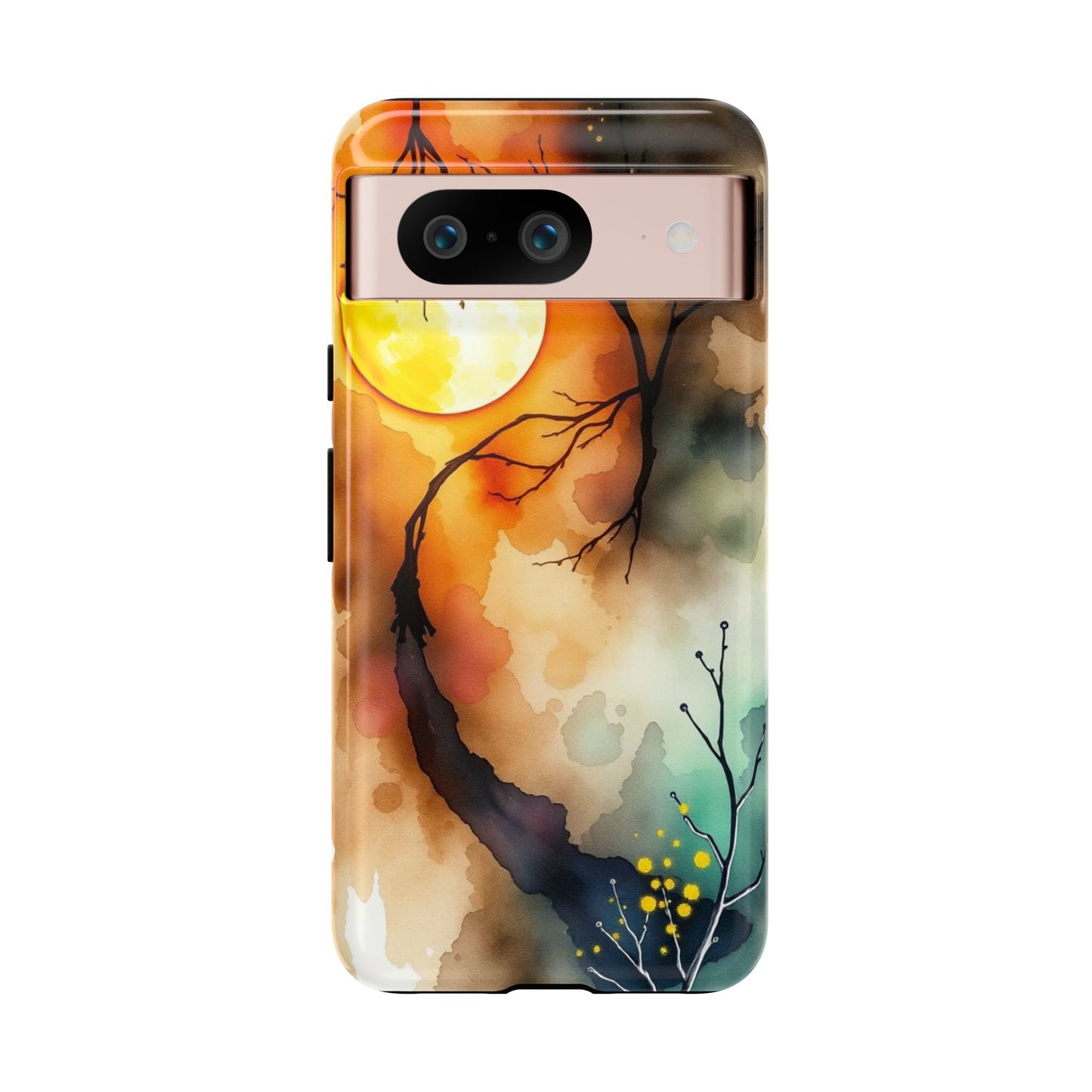 Google Pixel 8 / Glossy Phone Case - Abstract Watercolour Gothic Scene Phone Case