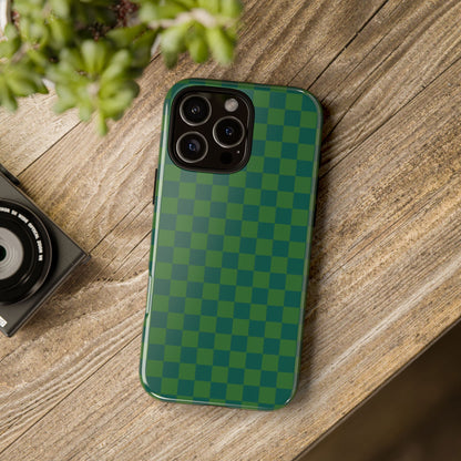 Bold Green Small Checked Pattern Phone Case - Green Phone Case