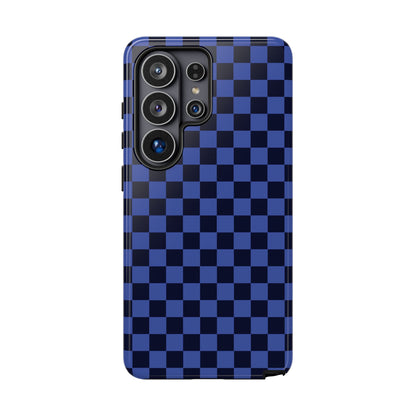 Bold Blue Small Checked Pattern Phone Case - Blue Phone Case - Samsung Galaxy S26 Ultra / Glossy
