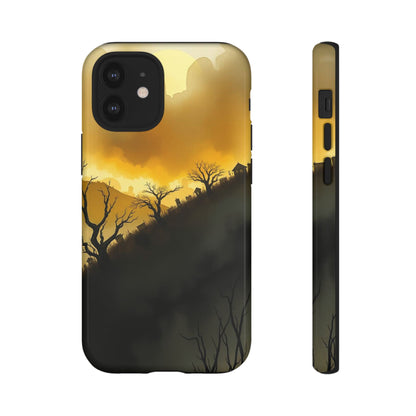 iPhone 12 Mini / Glossy Phone Case - Eerie Graveyard Watercolour Design Phone Case