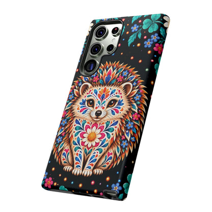 Vibrant Orange and Turquoise Calavera Hedgehog Phone Case - Multicolor Phone Case