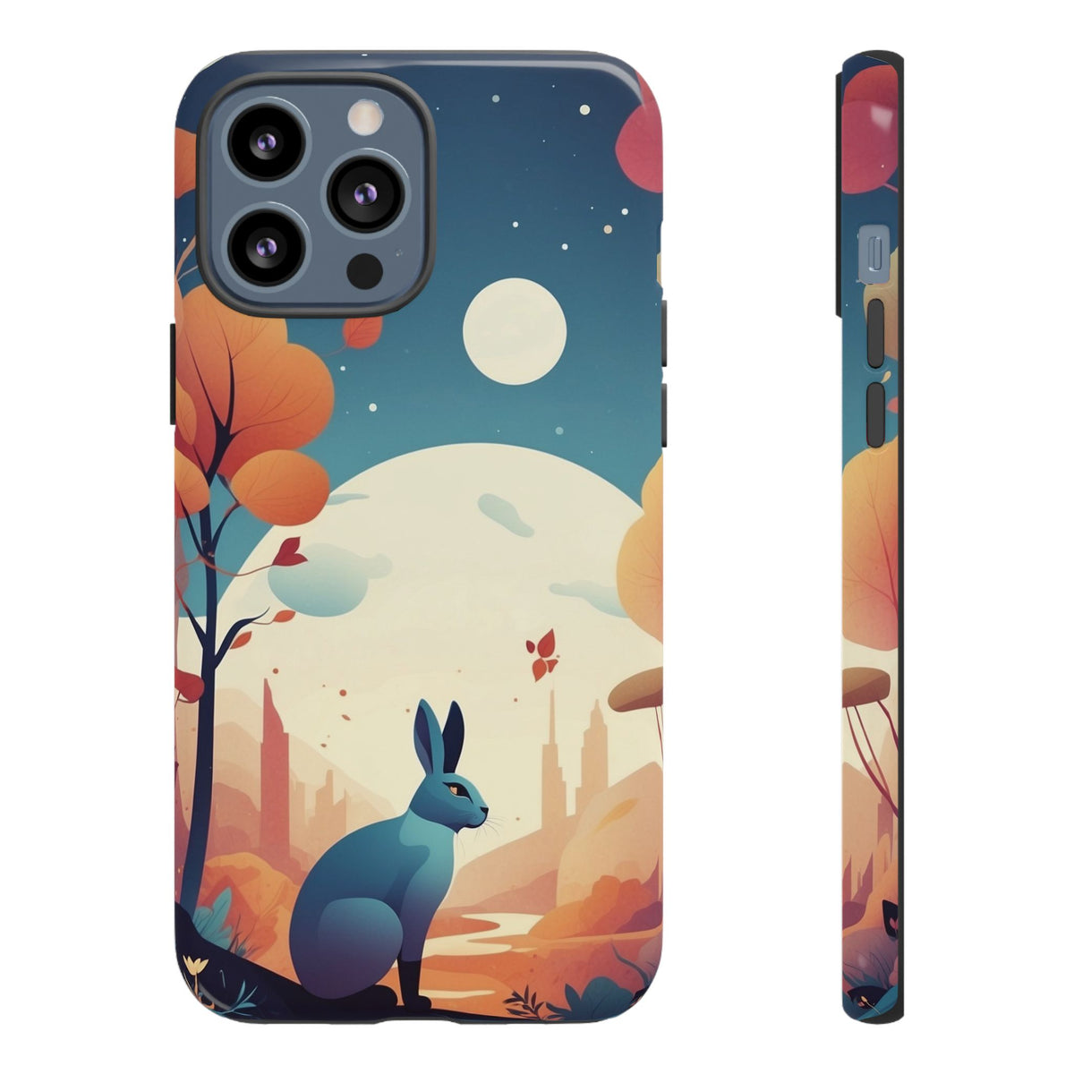Stylised Blue Hare Design Phone Case - Multicolor Phone Case - iPhone 13 Pro Max / Glossy