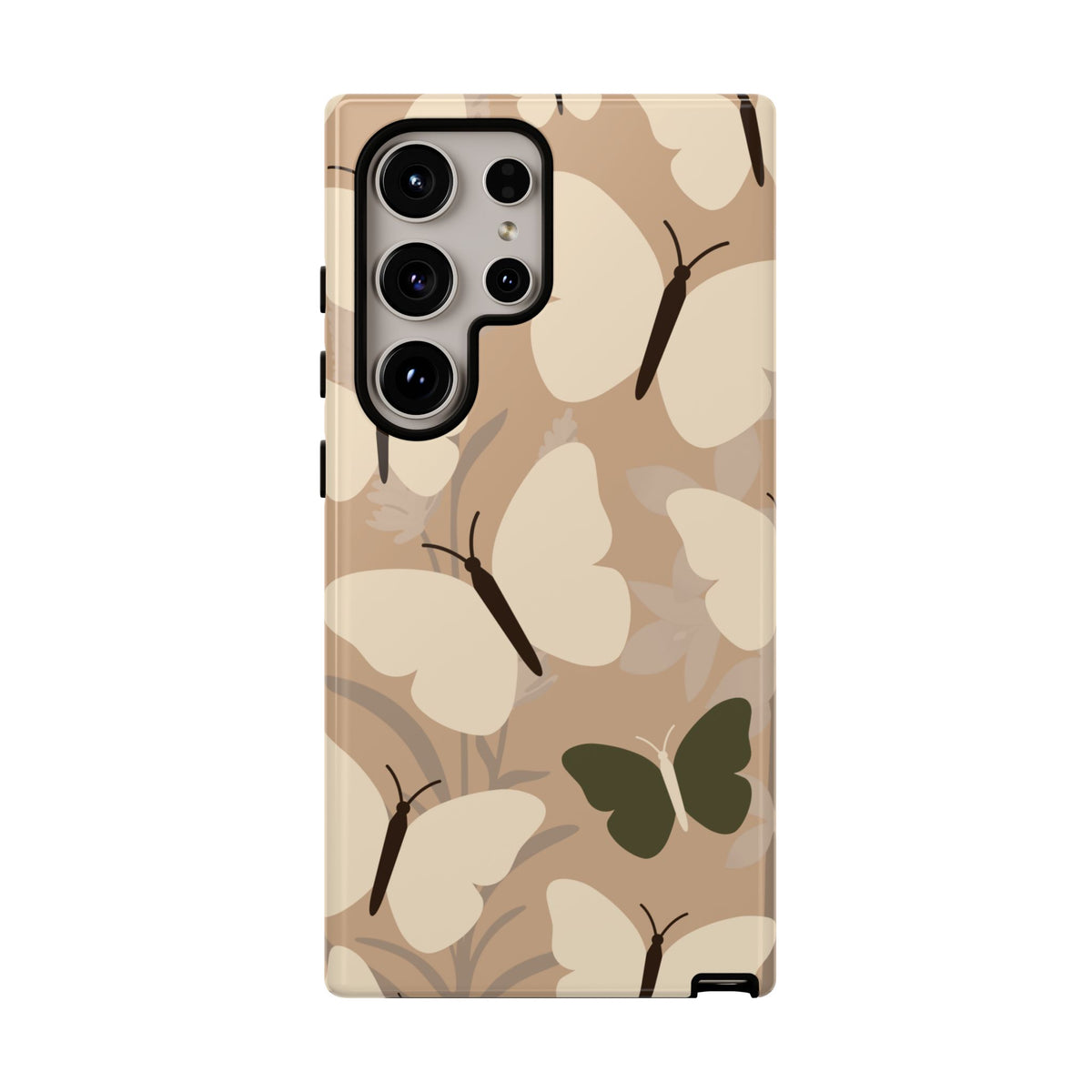 Minimalist Beige Butterfly Pattern Phone Case - Beige Phone Case - Samsung Galaxy S24 Ultra / Glossy