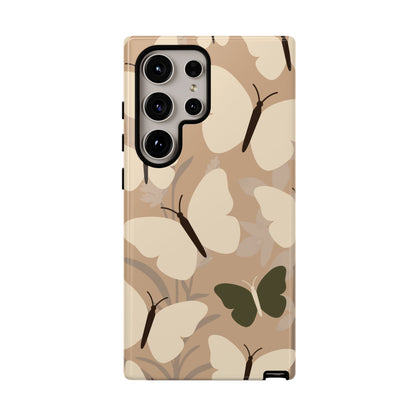 Minimalist Beige Butterfly Pattern Phone Case - Beige Phone Case - Samsung Galaxy S24 Ultra / Glossy