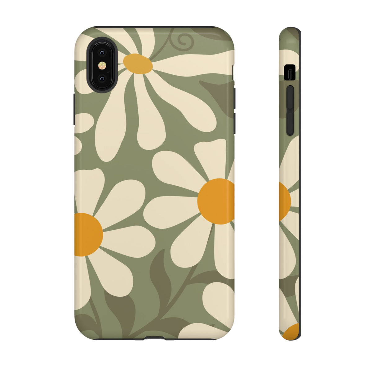 Retro Green Daisy Pattern #2 Phone Case - Green Phone Case - iPhone XS MAX / Glossy