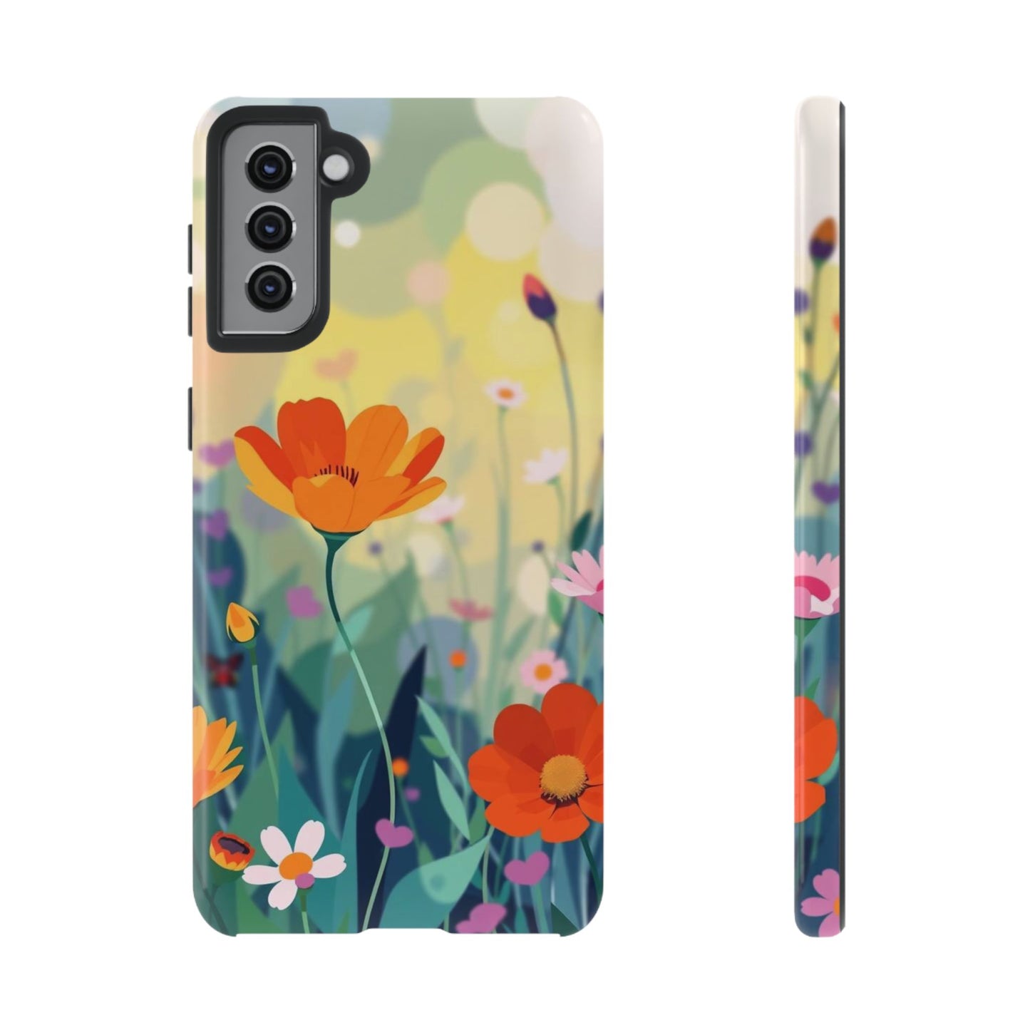 Samsung Galaxy S21 Plus / Glossy Phone Case - Pop Art Style Wildflower Design Phone Case