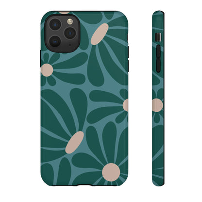 Retro Turquoise Daisy Pattern Phone Case - Green Phone Case - iPhone 11 Pro Max / Glossy