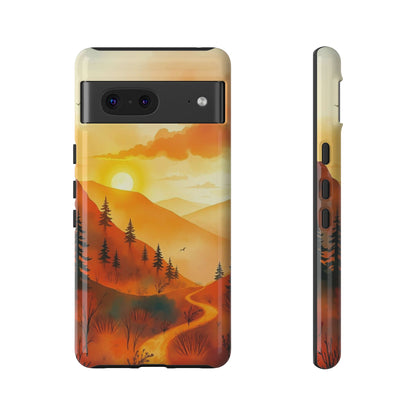 Google Pixel 7 / Glossy Phone Case - Golden Sunset Design Phone Case