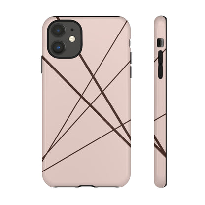 Abstract Pink with Brown Lines Phone Case - Pink Phone Case - iPhone 11 / Glossy